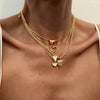 Punk Style Alloy Pendant Necklace With Heart And Star Shapes Electroplated