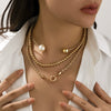 Punk Style Asymmetric Imitation Pearl Beaded Necklace With Geometric Pattern For Women