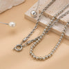 Punk Style Asymmetric Imitation Pearl Beaded Necklace With Geometric Pattern For Women