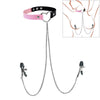 Punk Style Collar Necklace With Pu Leather Heart Pattern And Stainless Steel Snake Bone Chain Electroplating Treatment