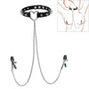 Punk Style Collar Necklace With Pu Leather Heart Pattern And Stainless Steel Snake Bone Chain Electroplating Treatment