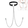 Punk Style Collar Necklace With Pu Leather Heart Pattern And Stainless Steel Snake Bone Chain Electroplating Treatment