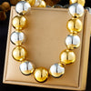 Punk Style Contrast Color Goldplated Beaded Ball Chain Jewelry Necklace For Women