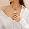 Punk Style Detachable Metal Semicircle Beaded Pendant Necklace With Geometric Pattern And Electroplating Treatment