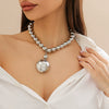 Punk Style Detachable Metal Semicircle Beaded Pendant Necklace With Geometric Pattern And Electroplating Treatment