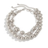 Punk Style Double Layer Round Beaded Necklace With Imitation Pearl Pendant And Ball Chain Geometric Pattern Electroplated For Women