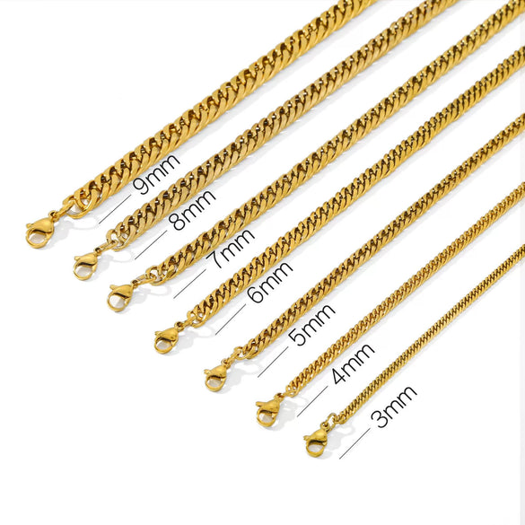 Punk Style Doublewoven Sixchain Stainless Steel Necklace With Wave Pattern And Electroplating Treatment