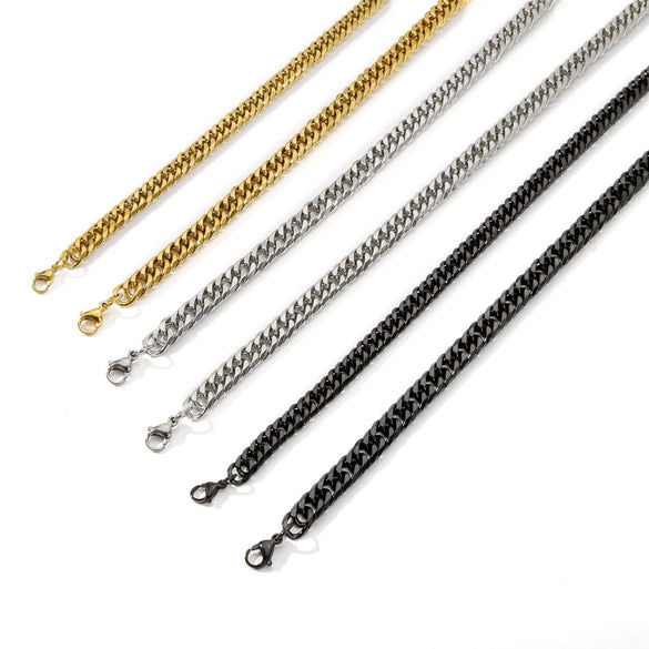 Punk Style Doublewoven Sixchain Stainless Steel Necklace With Wave Pattern And Electroplating Treatment