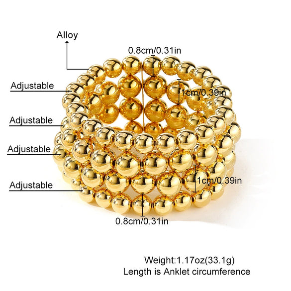 Punk Style Exaggerated Ball Chain Multilayer Bracelet Hiphop Geometric Mixed Material Electroplated Hand Accessories Set