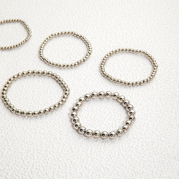 Punk Style Exaggerated Round Bead Chain Geometric Metal Alloy Electroplated Women's Sixpiece Bracelet