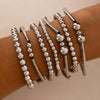 Punk Style Exaggerated Round Bead Chain Geometric Metal Alloy Electroplated Women's Sixpiece Bracelet