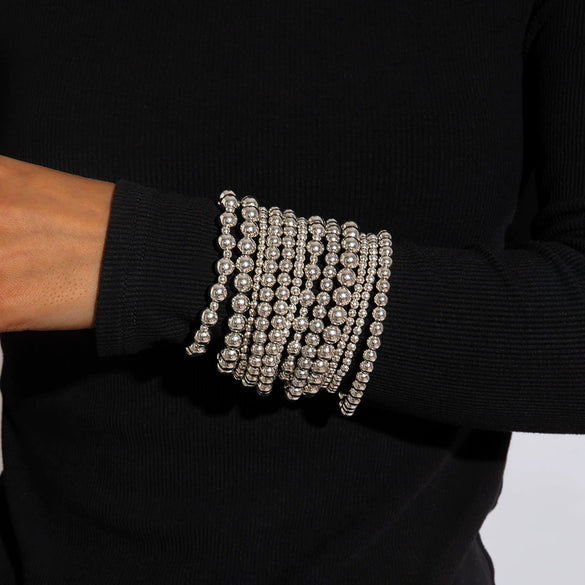 Punk Style Exaggerated Round Bead Chain Geometric Metal Alloy Electroplated Women's Sixpiece Bracelet