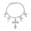 Punk Style Geometric Aluminum Chain Alloy Rhinestone Cross Pendant Necklace With Electroplating For Women