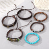 Punk Style Geometric Artificial Leather Handwoven Men's Bracelet Sixpiece Set