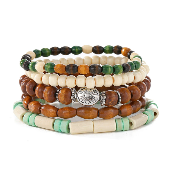 Punk Style Geometric Artificial Leather Handwoven Men's Bracelet Sixpiece Set