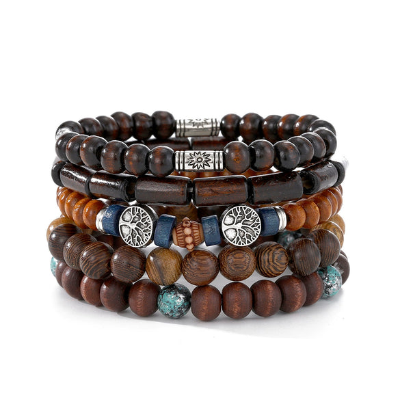 Punk Style Geometric Artificial Leather Handwoven Men's Bracelet Sixpiece Set