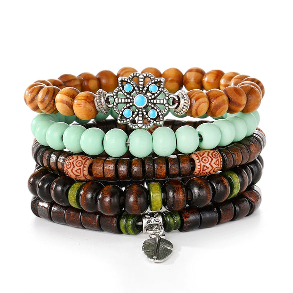 Punk Style Geometric Artificial Leather Handwoven Men's Bracelet Sixpiece Set