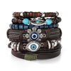 Punk Style Geometric Artificial Leather Handwoven Men's Bracelet Sixpiece Set