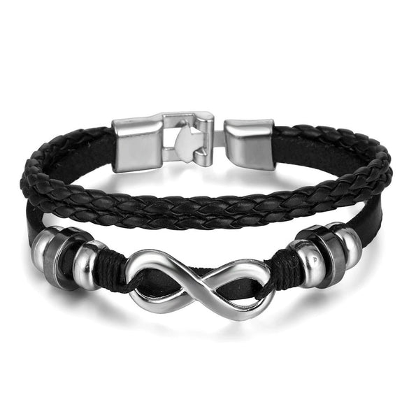 Punk Style Geometric Artificial Leather Handwoven Men's Bracelet Sixpiece Set