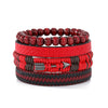 Punk Style Geometric Artificial Leather Handwoven Men's Bracelet Sixpiece Set