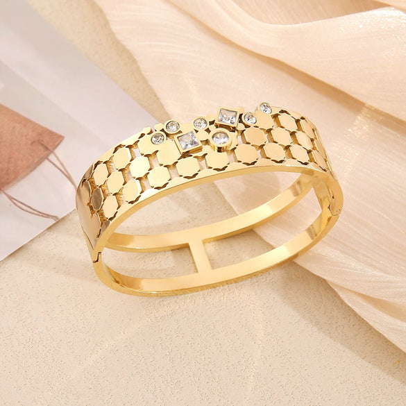 Punk Style Geometric Hshaped Electroplated Stainless Steel Bracelet Jewelry