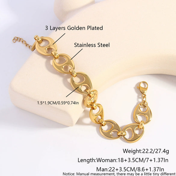 Punk Style Geometric Hshaped Electroplated Stainless Steel Bracelet Jewelry