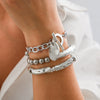 Punk Style Lock Pendant Alloy Bracelet With Geometric Pattern And Electroplating For Women