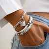 Punk Style Lock Pendant Alloy Bracelet With Geometric Pattern And Electroplating For Women