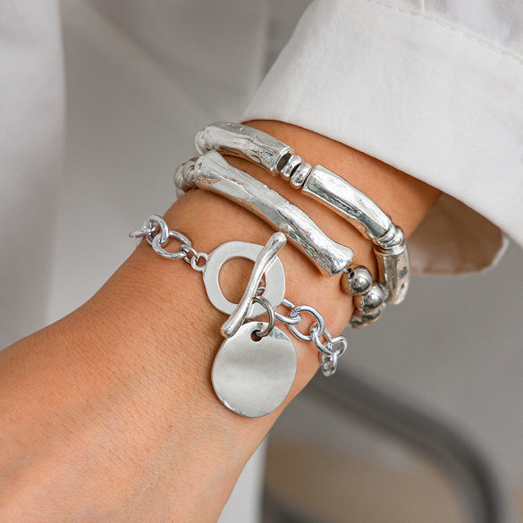 Punk Style Lock Pendant Alloy Bracelet With Geometric Pattern And Electroplating For Women