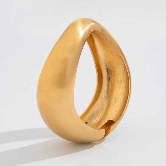 Punk Style Matte Wide Spring Buckle Stainless Steel Irregular Metal Electroplated Bracelet