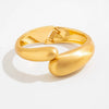 Punk Style Matte Wide Spring Buckle Stainless Steel Irregular Metal Electroplated Bracelet