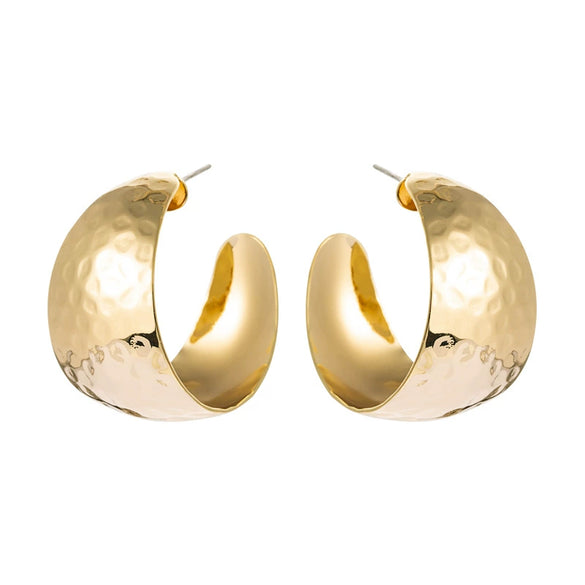 Punk Style Metal Alloy Bright Finish C Shaped Large Hoop Earrings With Silver Needle Electroplated Exaggerated Statement Earrings