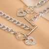 Punk Style Metal Alloy Heart Shape Geometric Letters Numbers Text Pendant Necklace With O Chain And Electroplating Treatment