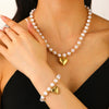 Punk Style Necklace With Big Round Beads And Heart Shaped Pendant Ccb Material Ball Chain Electroplating Treatment
