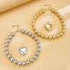 Punk Style Necklace With Big Round Beads And Heart Shaped Pendant Ccb Material Ball Chain Electroplating Treatment