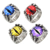 Punk Style Skull Paw Devil's Eye Stainless Steel Gothic Ring Set With Gems
