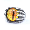 Punk Style Skull Paw Devil's Eye Stainless Steel Gothic Ring Set With Gems