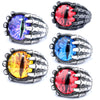 Punk Style Skull Paw Devil's Eye Stainless Steel Gothic Ring Set With Gems