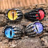 Punk Style Skull Paw Devil's Eye Stainless Steel Gothic Ring Set With Gems