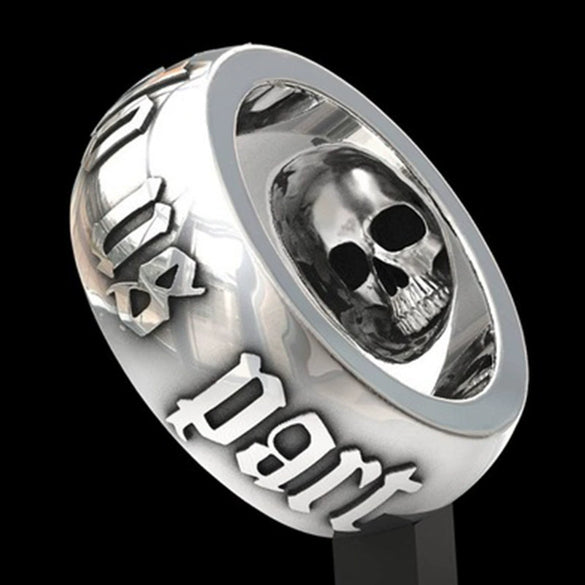 Punk Style Skull Ring Metal Geometric Pattern Electroplated Men's Jewelry