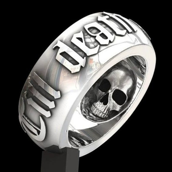 Punk Style Skull Ring Metal Geometric Pattern Electroplated Men's Jewelry