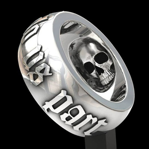 Punk Style Skull Ring Metal Geometric Pattern Electroplated Men's Jewelry