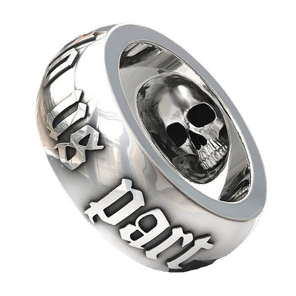 Punk Style Skull Ring Metal Geometric Pattern Electroplated Men's Jewelry
