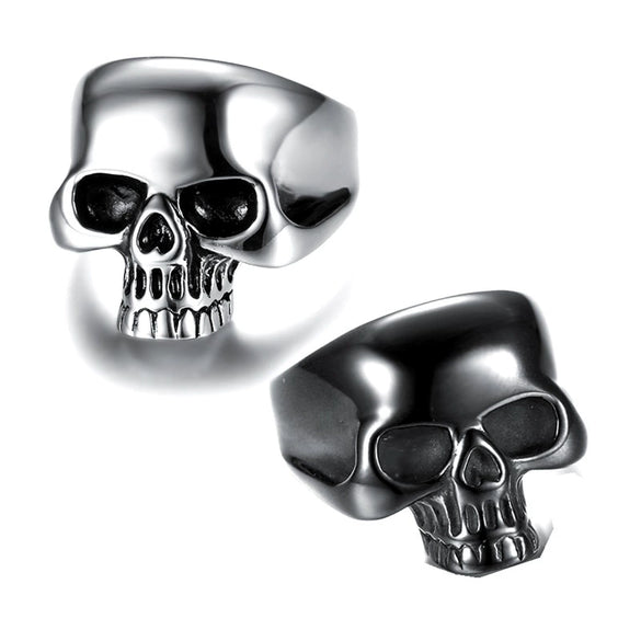 Punk Style Skull Ring Titanium Steel Oil Treated Unisex