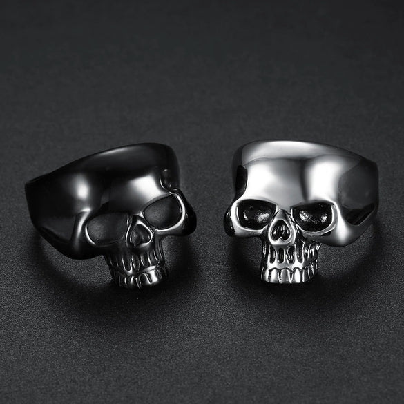 Punk Style Skull Ring Titanium Steel Oil Treated Unisex