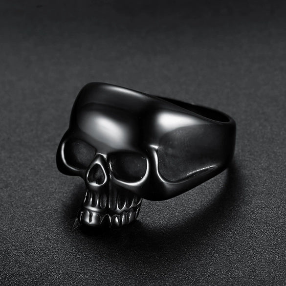 Punk Style Skull Ring Titanium Steel Oil Treated Unisex