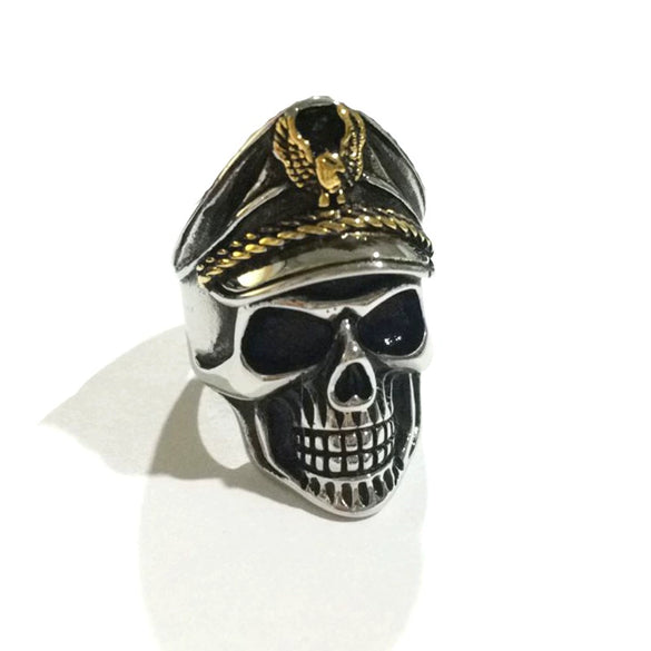 Punk Style Skull Titanium Steel Ring With Oil Applied
