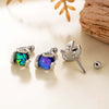 Punk Style Snake Animals Metal Inlay Moonstone Cartilage Earrings Titanium Steel Screw Rod