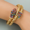 Punk Style Snake Wrap Bracelet Alloy Rhinestone Diamond Accent Unisex Jewelry For Men And Women
