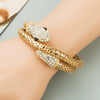 Punk Style Snake Wrap Bracelet Alloy Rhinestone Diamond Accent Unisex Jewelry For Men And Women